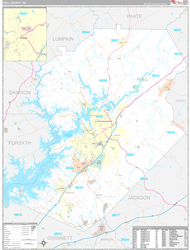 Hall County, GA Wall Map Premium Style 2024