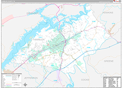 Hamblen County Wall Map Premium Style 2026
