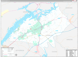 Hamblen County, TN Wall Map Premium Style 2024