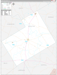 Hamilton County, TX Wall Map Premium Style 2024