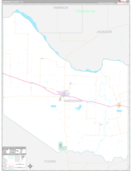 Hardeman County, TX Wall Map Premium Style 2024