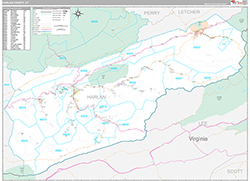 Harlan County, KY Wall Map Premium Style 2026