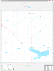 Harlan County, NE Wall Map Premium Style 2024