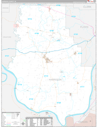 Harrison County, IN Wall Map Premium Style 2024