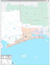 Harrison County, MS Wall Map Premium Style 2024