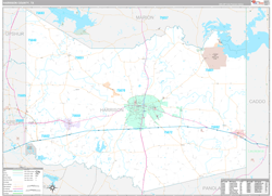 Harrison County, TX Wall Map Premium Style 2024