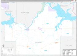 Haskell County, OK Wall Map Premium Style 2024