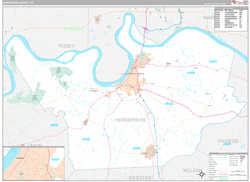 Henderson County, KY Wall Map Premium Style 2024