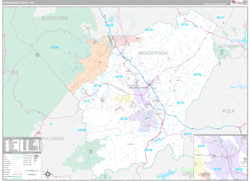 Henderson County, NC Wall Map Premium Style 2024