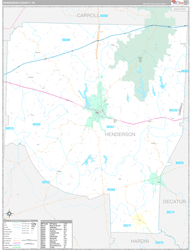 Henderson County, TN Wall Map Premium Style 2024