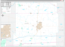 Henry County, IN Wall Map Premium Style 2024
