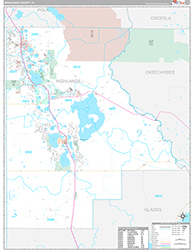 Highlands County Wall Map Premium Style 2026