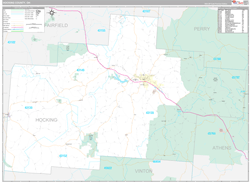 Hocking County, OH Wall Map Premium Style 2024