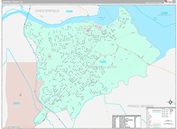 Hopewell County, VA Wall Map Premium Style 2026