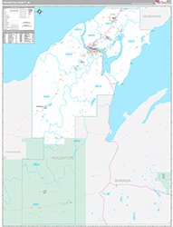 Houghton County Wall Map Premium Style 2026