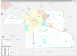 Houston County, AL Wall Map Premium Style 2024