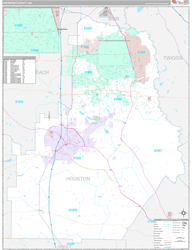 Houston County, GA Wall Map Premium Style 2024