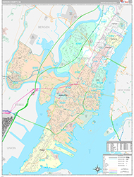 Hudson County Wall Map Premium Style 2026