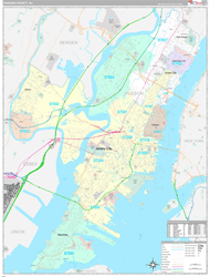 Hudson County, NJ Wall Map Premium Style 2024