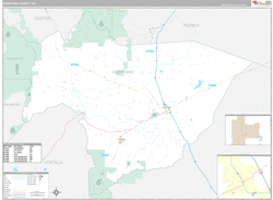 Huerfano County, CO Wall Map Premium Style 2024