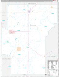 Hughes County, OK Wall Map Premium Style 2024