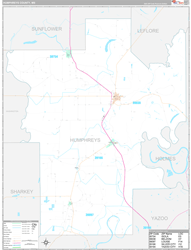 Humphreys County, MS Wall Map Premium Style 2024