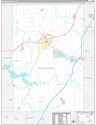 Huntington County Wall Map Premium Style 2026
