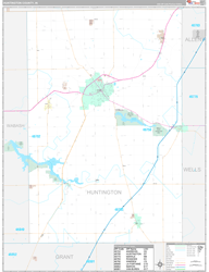 Huntington County, IN Wall Map Premium Style 2024