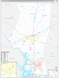 Iredell County, NC Wall Map Premium Style 2024