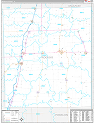 Iroquois County Wall Map Premium Style 2026
