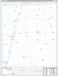 Iroquois County, IL Wall Map Premium Style 2024
