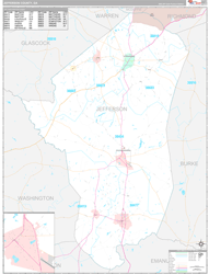 Jefferson County, GA Wall Map Premium Style 2024