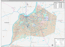 Jefferson County, KY Wall Map Premium Style 2026