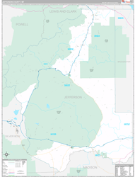 Jefferson County, MT Wall Map Premium Style 2024