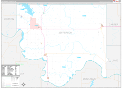 Jefferson County, OK Wall Map Premium Style 2024
