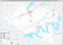 Jefferson County, TN Wall Map Premium Style 2024