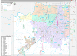 Johnson County, KS Wall Map Premium Style 2024