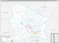 Johnson County, KY Wall Map Premium Style 2026