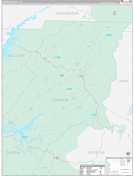Johnson County, TN Wall Map Premium Style 2024