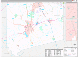Johnson County, TX Wall Map Premium Style 2024