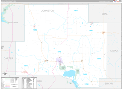Johnston County, OK Wall Map Premium Style 2024