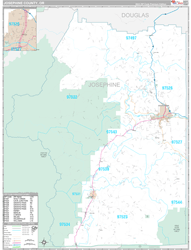 Josephine County, OR Wall Map Premium Style 2024