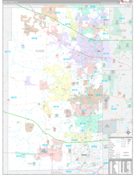 Kane County, IL Wall Map Premium Style 2024