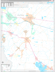 Kaufman County, TX Wall Map Premium Style 2024