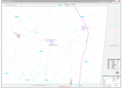 Kemper County, MS Wall Map Premium Style 2024