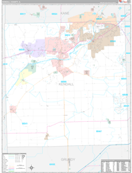 Kendall County, IL Wall Map Premium Style 2024