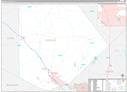 Kendall County, TX Wall Map Premium Style 2024