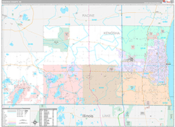 Kenosha County, WI Wall Map Premium Style 2026