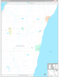 Kewaunee County, WI Wall Map Premium Style 2024