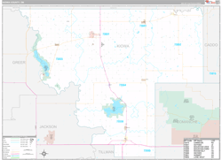 Kiowa County, OK Wall Map Premium Style 2024